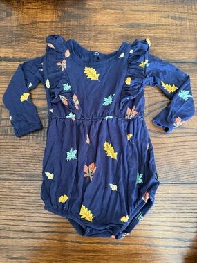 Kyte Baby Navy Leaf Print bubble
